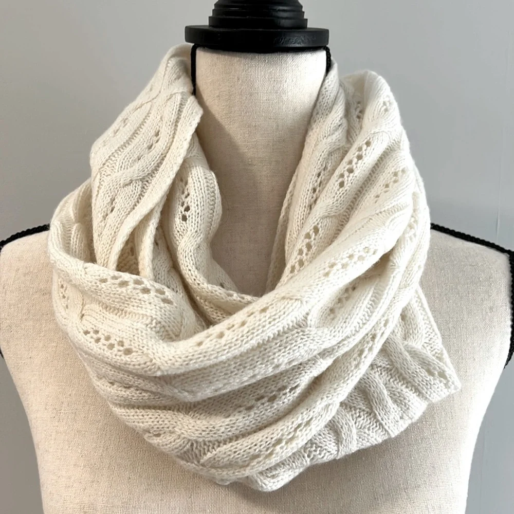 Celeste Ivory Infinity Scarf in Wool Cashmere Blend - Picture 1 of 6